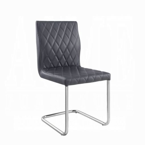 Acme Ansonia Gray Synthetic Leather & Chrome Side Chair - Set of 2 - Image 2