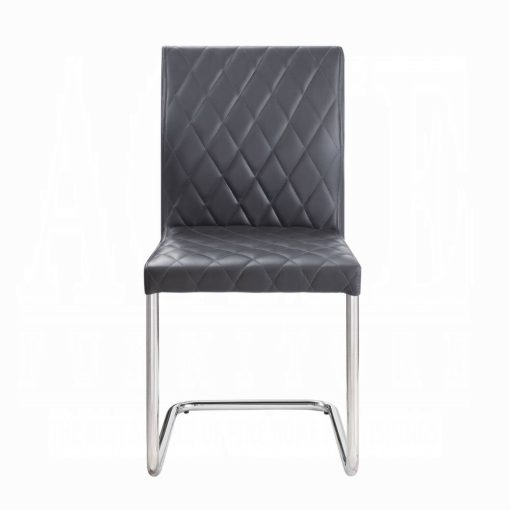 Acme Ansonia Gray Synthetic Leather & Chrome Side Chair - Set of 2 - Image 3