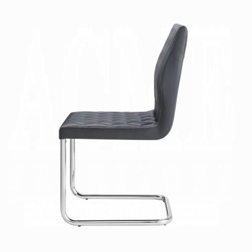 Acme Ansonia Gray Synthetic Leather & Chrome Side Chair - Set of 2 - Image 4