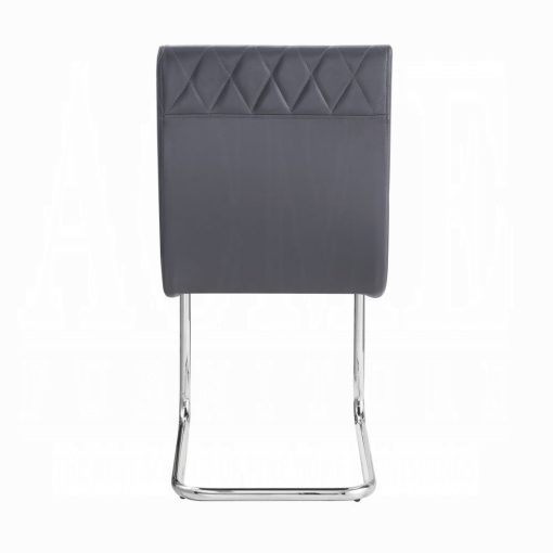 Acme Ansonia Gray Synthetic Leather & Chrome Side Chair - Set of 2 - Image 5