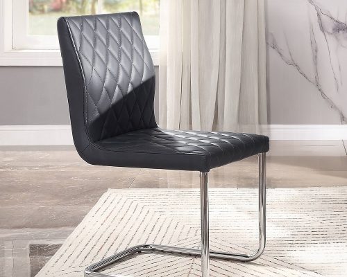 Acme Ansonia Gray Synthetic Leather & Chrome Side Chair - Set of 2