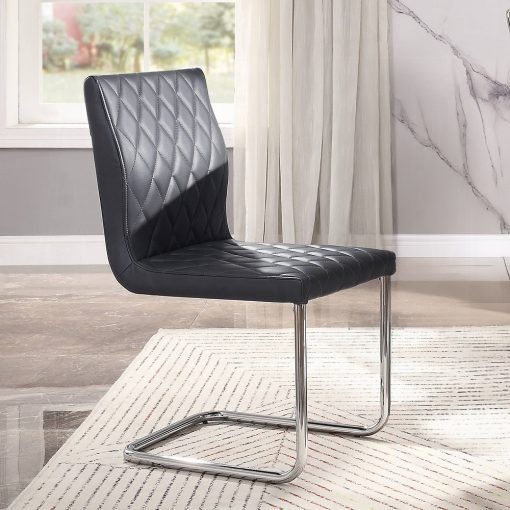 Acme Ansonia Gray Synthetic Leather & Chrome Side Chair - Set of 2