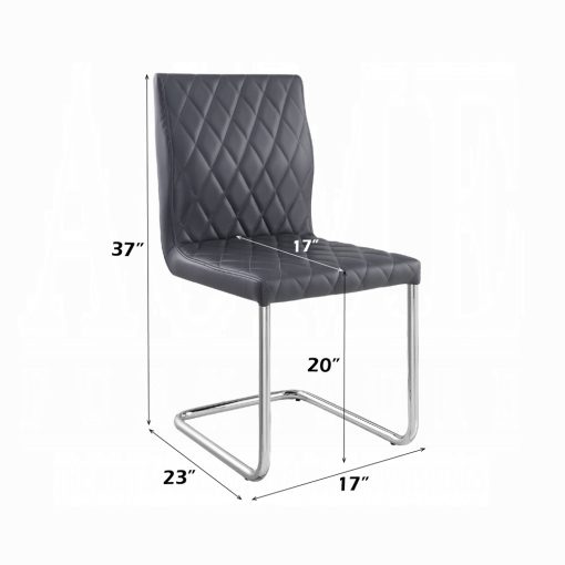 Acme Ansonia Gray Synthetic Leather & Chrome Side Chair - Set of 2 - Image 7