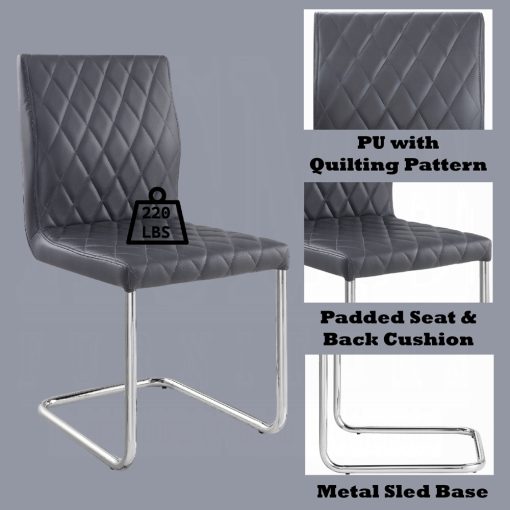 Acme Ansonia Gray Synthetic Leather & Chrome Side Chair - Set of 2 - Image 8