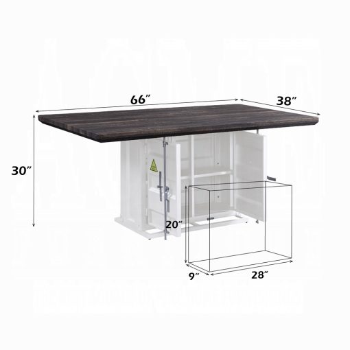 Acme Cargo Antique Walnut & White Dining Table - Image 7