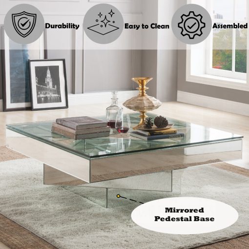 Acme Dominic Square Mirrored Coffee Table - Image 3