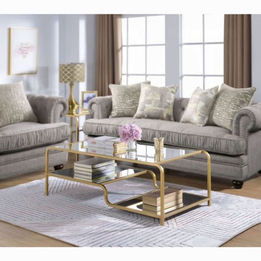 Acme Astrid Mirrored & Gold Coffee Table - Image 8