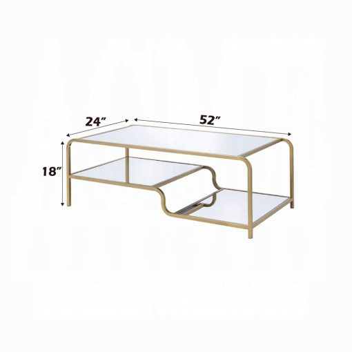 Acme Astrid Mirrored & Gold Coffee Table - Image 9