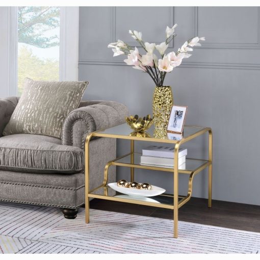 Acme Astrid Mirrored & Gold End Table