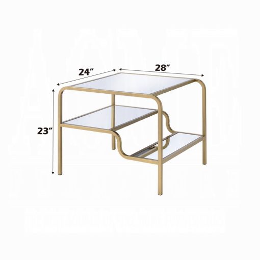 Acme Astrid Mirrored & Gold End Table - Image 8