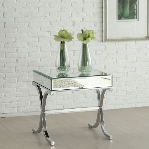 Acme Yuri Mirrored & Chrome End Table