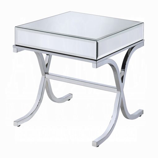 Acme Yuri Mirrored & Chrome End Table - Image 2