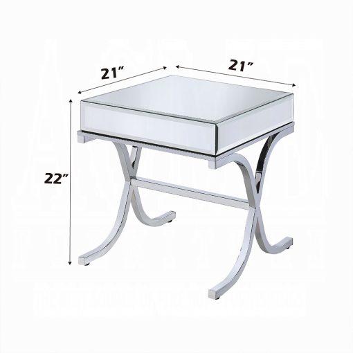 Acme Yuri Mirrored & Chrome End Table - Image 3