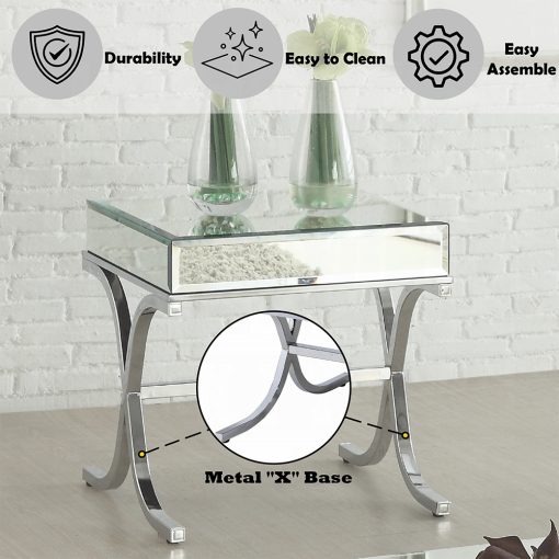 Acme Yuri Mirrored & Chrome End Table - Image 4