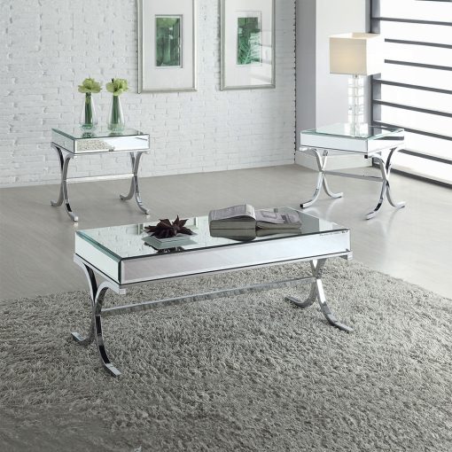 Acme Yuri Mirrored & Chrome End Table - Image 5