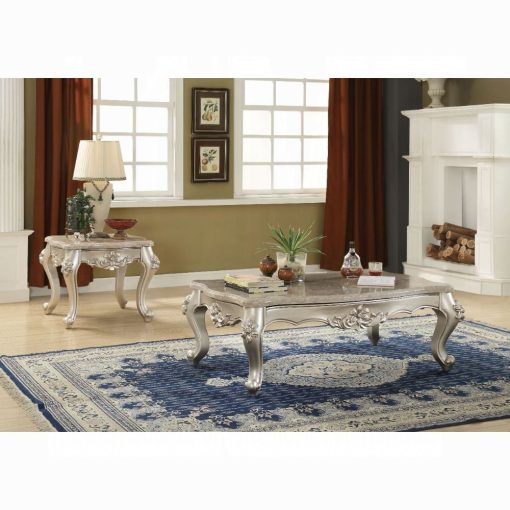 Acme Bently Marble Top & Champagne Coffee Table