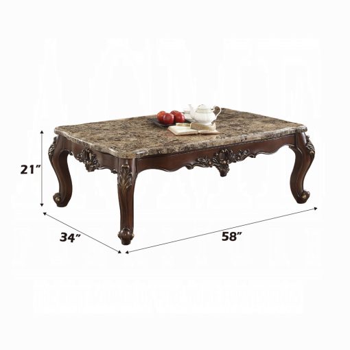 Acme Devayne Marble Top & Dark Walnut Coffee Table - Image 3