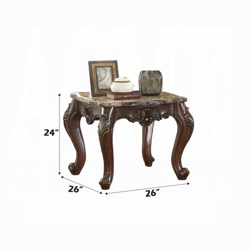 Acme Devayne Marble Top & Dark Walnut End Table - Image 2
