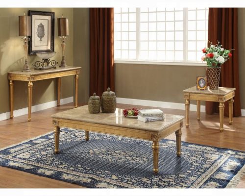 Acme Daesha Marble Top & Antique Gold Coffee Table