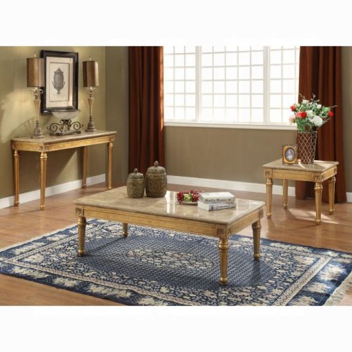 Acme Daesha Marble Top & Antique Gold Coffee Table