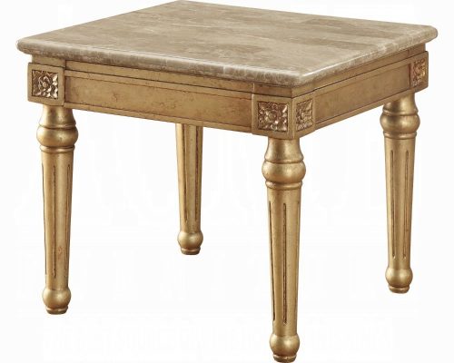 Acme Daesha Marble Top & Antique Gold End Table