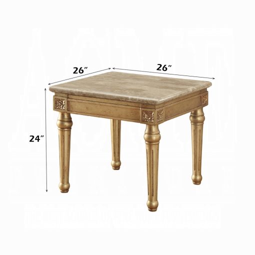 Acme Daesha Marble Top & Antique Gold End Table - Image 4