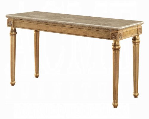 Acme Daesha Marble Top & Antique Gold Sofa Table