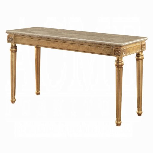 Acme Daesha Marble Top & Antique Gold Sofa Table