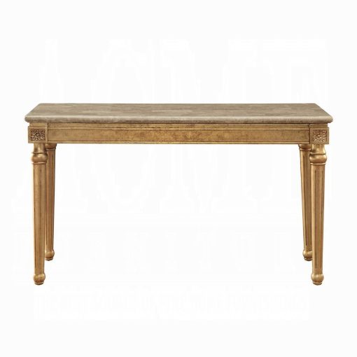 Acme Daesha Marble Top & Antique Gold Sofa Table - Image 2