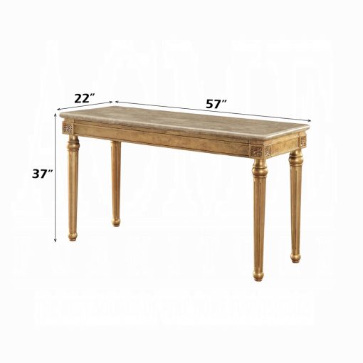 Acme Daesha Marble Top & Antique Gold Sofa Table - Image 5
