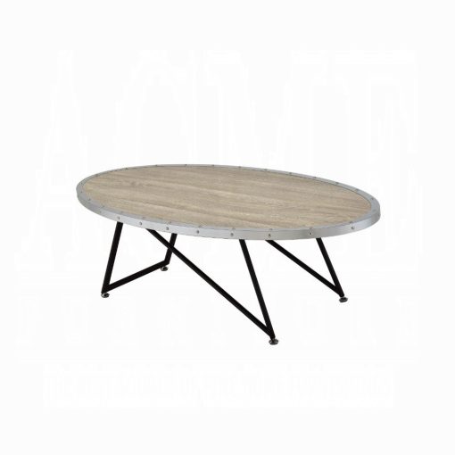 Acme Allis Weathered Gray Oak & Metal Coffee Table - Image 2
