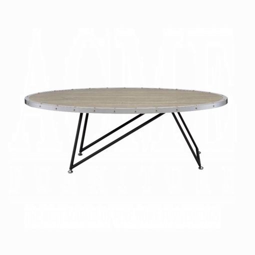Acme Allis Weathered Gray Oak & Metal Coffee Table - Image 3
