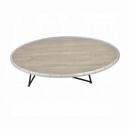 Acme Allis Weathered Gray Oak & Metal Coffee Table - Image 4