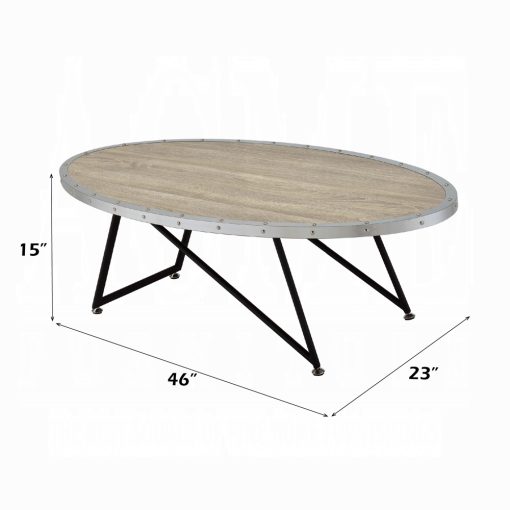 Acme Allis Weathered Gray Oak & Metal Coffee Table - Image 5