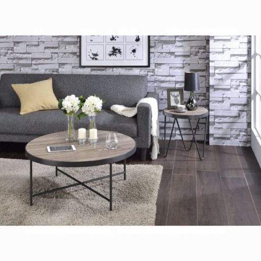 Acme Bage Weathered Gray Oak & Metal Coffee Table - Image 5