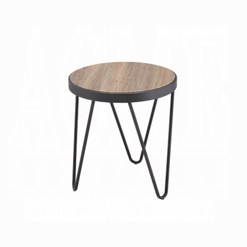 Acme Bage Weathered Gray Oak & Metal End Table - Image 2