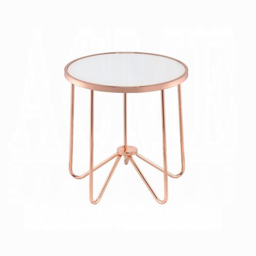 Acme Alivia Frosted Glass & Rose Gold End Table - Image 2