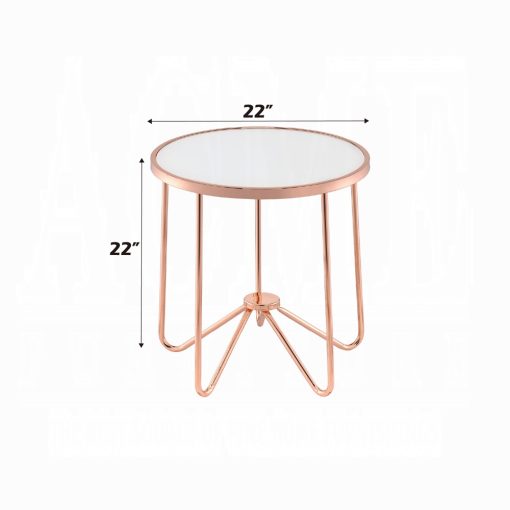 Acme Alivia Frosted Glass & Rose Gold End Table - Image 4