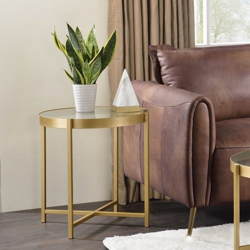 Acme Charrot Clear Glass Top & Gold End Table