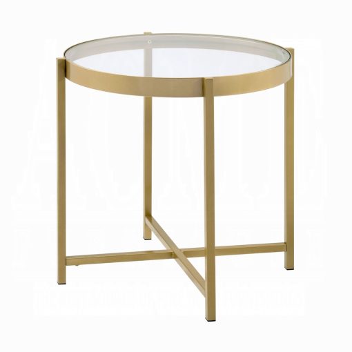 Acme Charrot Clear Glass Top & Gold End Table - Image 2