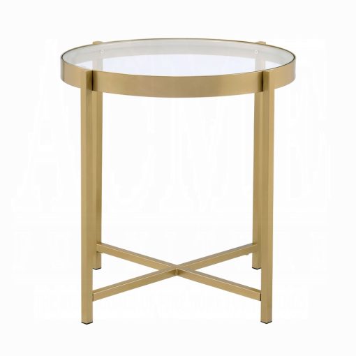 Acme Charrot Clear Glass Top & Gold End Table - Image 3