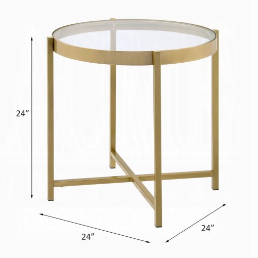 Acme Charrot Clear Glass Top & Gold End Table - Image 4