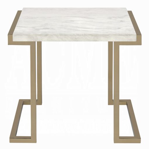 Acme Boice II Faux Marble Top & Champagne End Table - Image 3