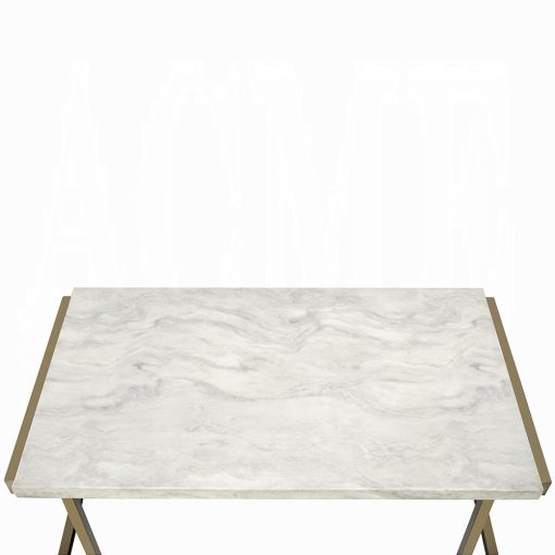 Acme Boice II Faux Marble Top & Champagne End Table - Image 4