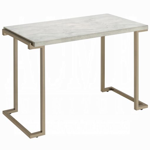Acme Boice II Faux Marble Top & Champagne Sofa Table - Image 2