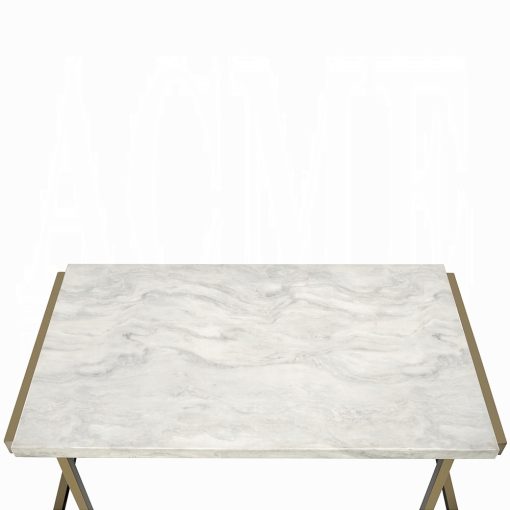 Acme Boice II Faux Marble Top & Champagne Sofa Table - Image 4