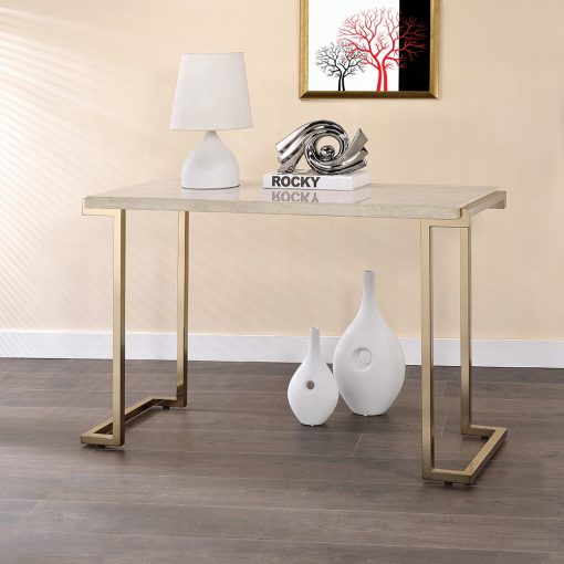 Acme Boice II Faux Marble Top & Champagne Sofa Table
