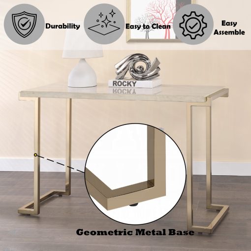 Acme Boice II Faux Marble Top & Champagne Sofa Table - Image 6