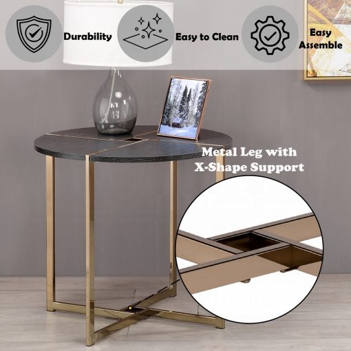 Acme Bromia Black & Champagne End Table