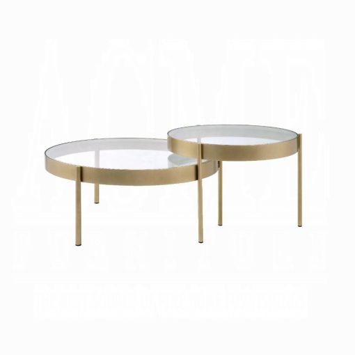 Acme Andover Clear Glass & Gold Nesting Table Set - Image 3
